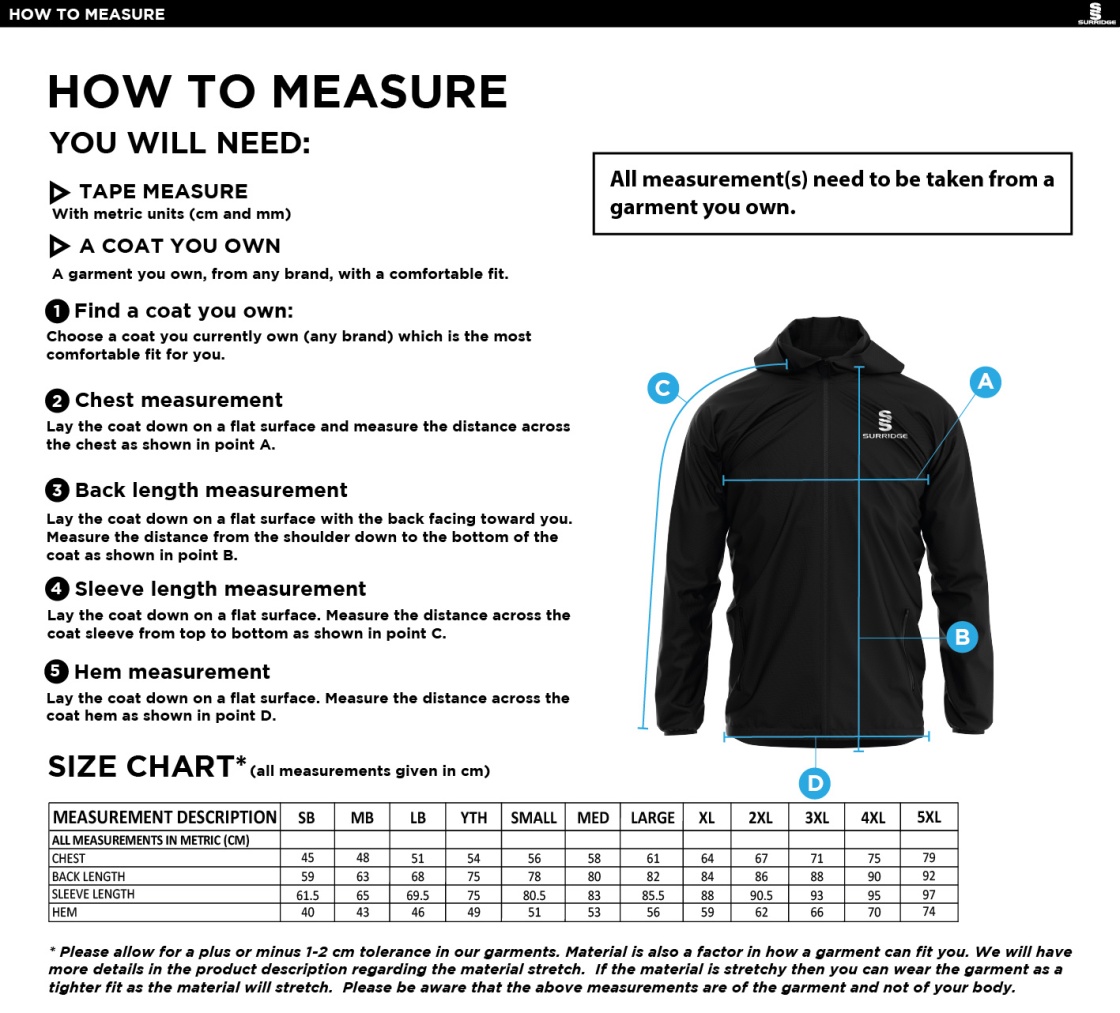 Aspired Coaching Dual Full Zip Training Jacket : Black - Size Guide
